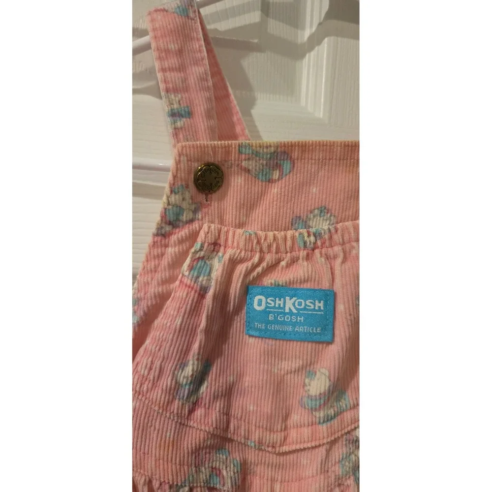 Vintage OshKosh B'Gosh Pink Bear Print Corduroy Overalls 2T‎ Made USA 90s